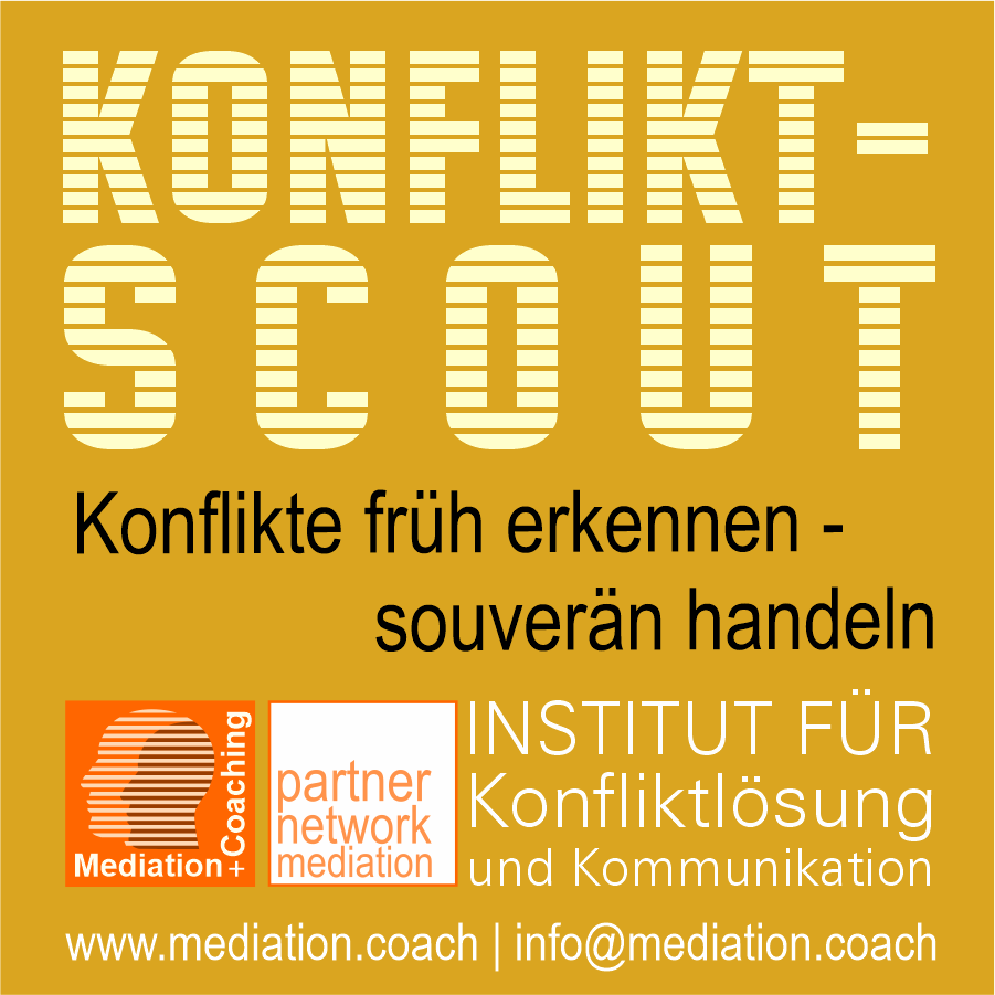 Quadratisches Logo für die Ausbildung zu Konflikt-Scouts.